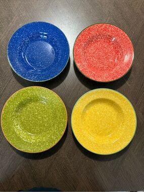 Over and Back Sojourn Pasta Soup/Salad Bowls S/4 Multicolor Ceramic 10 1/2 in.
